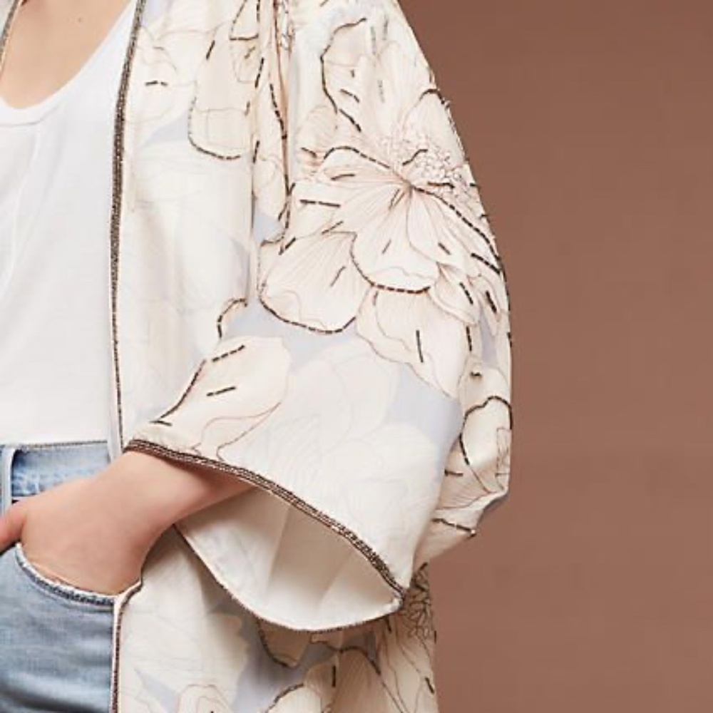 AS by DF Floral Silk Kimono Jacket - One Size Fits Most